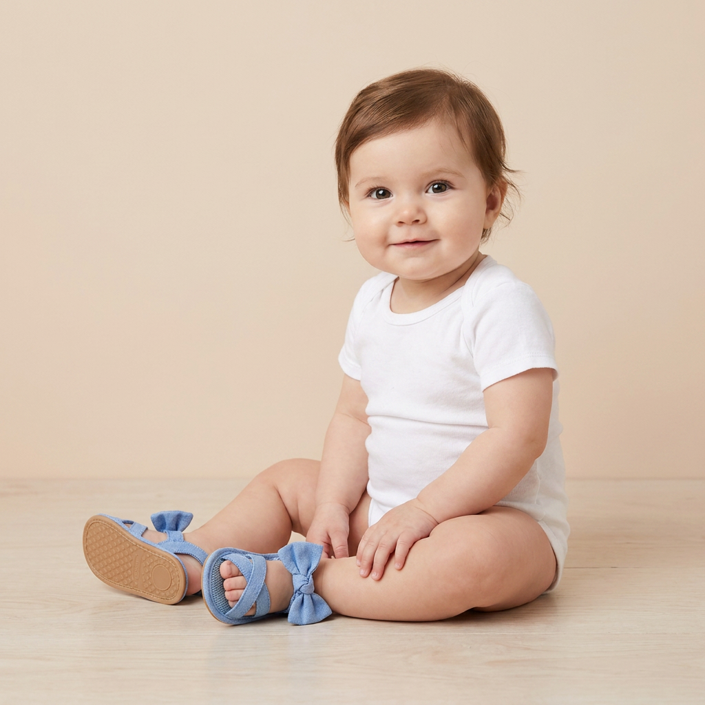 Cross-Strap Bow Sandals Blue