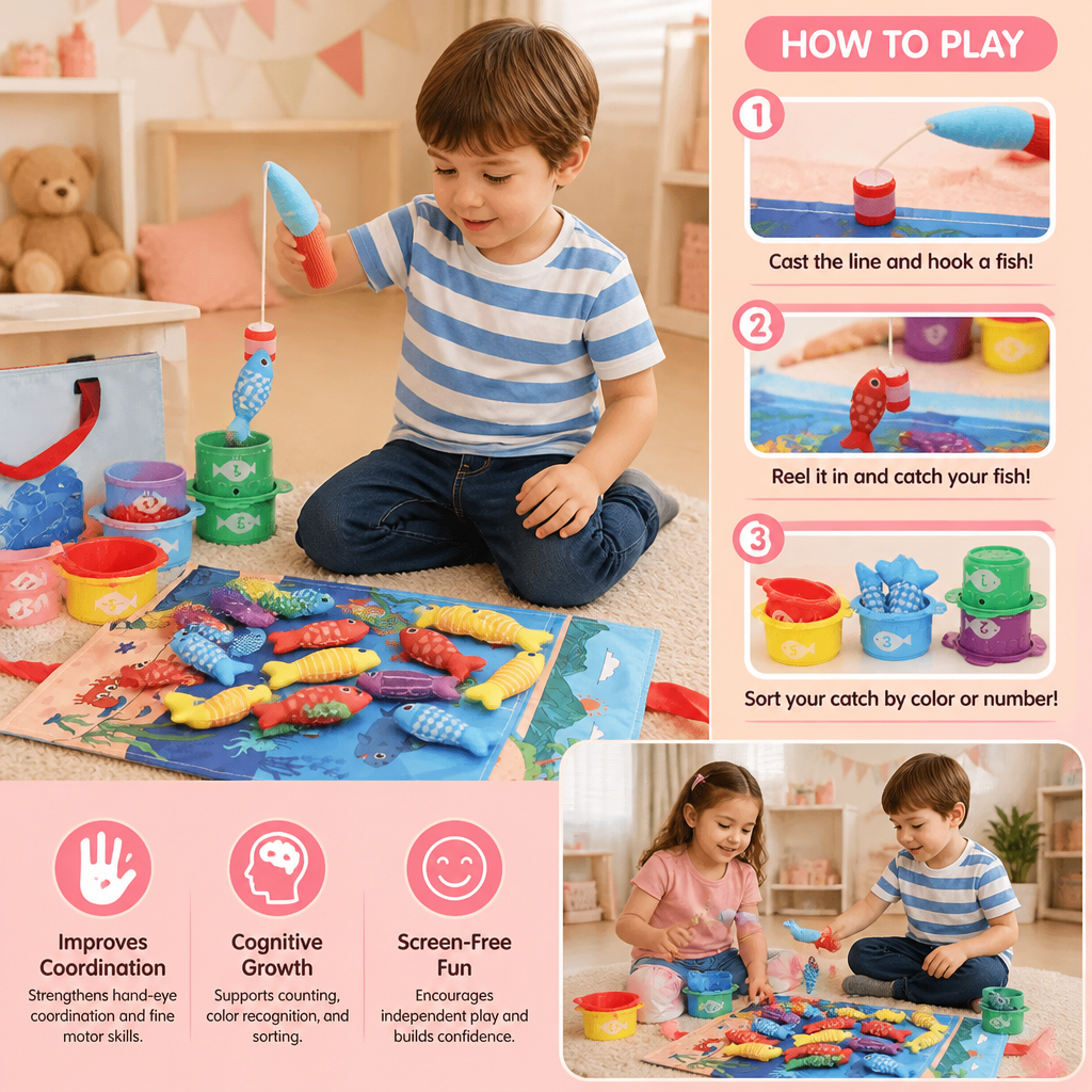Montessori Plush Fishing Bond Toy