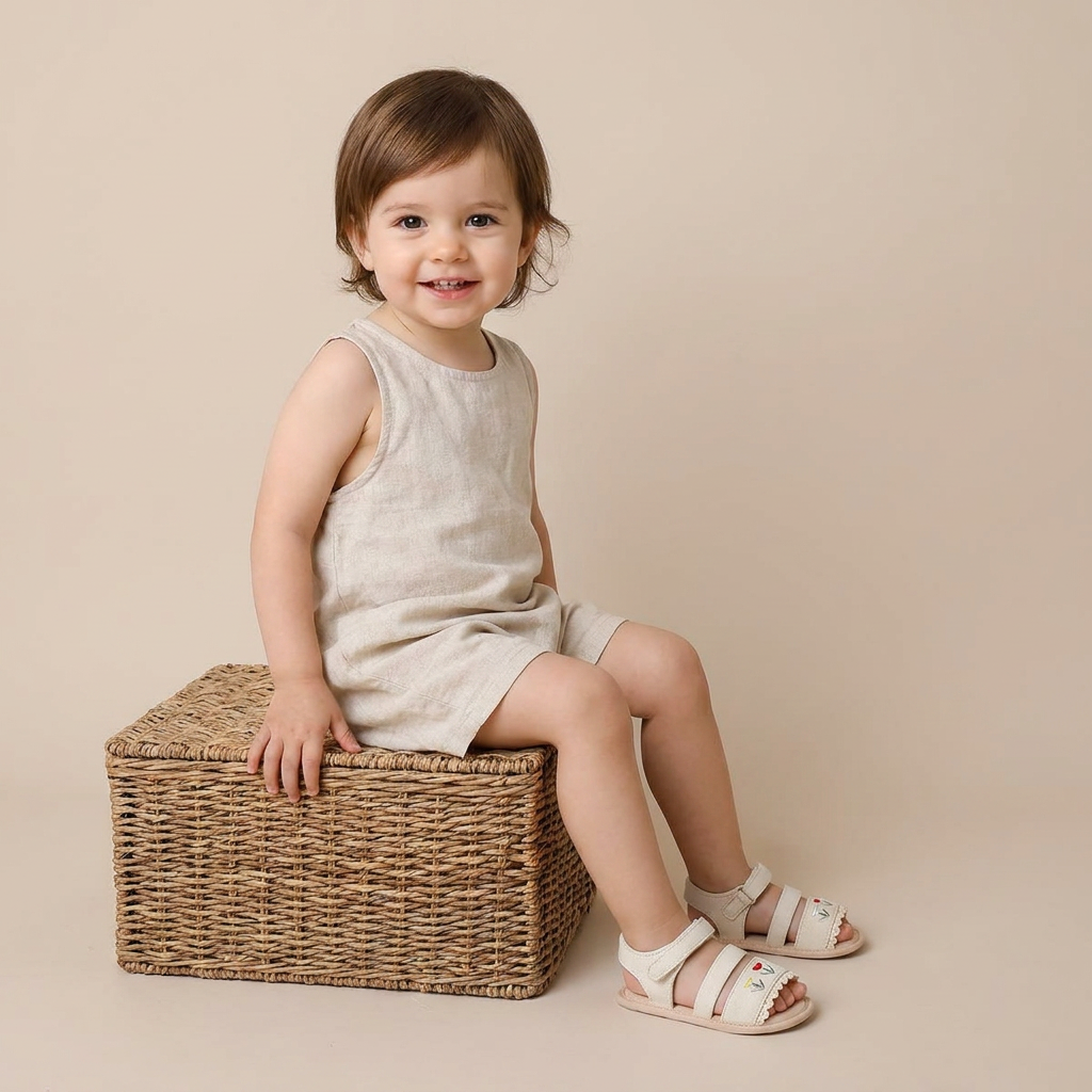 Embroidered Ruffle Edge Sandals