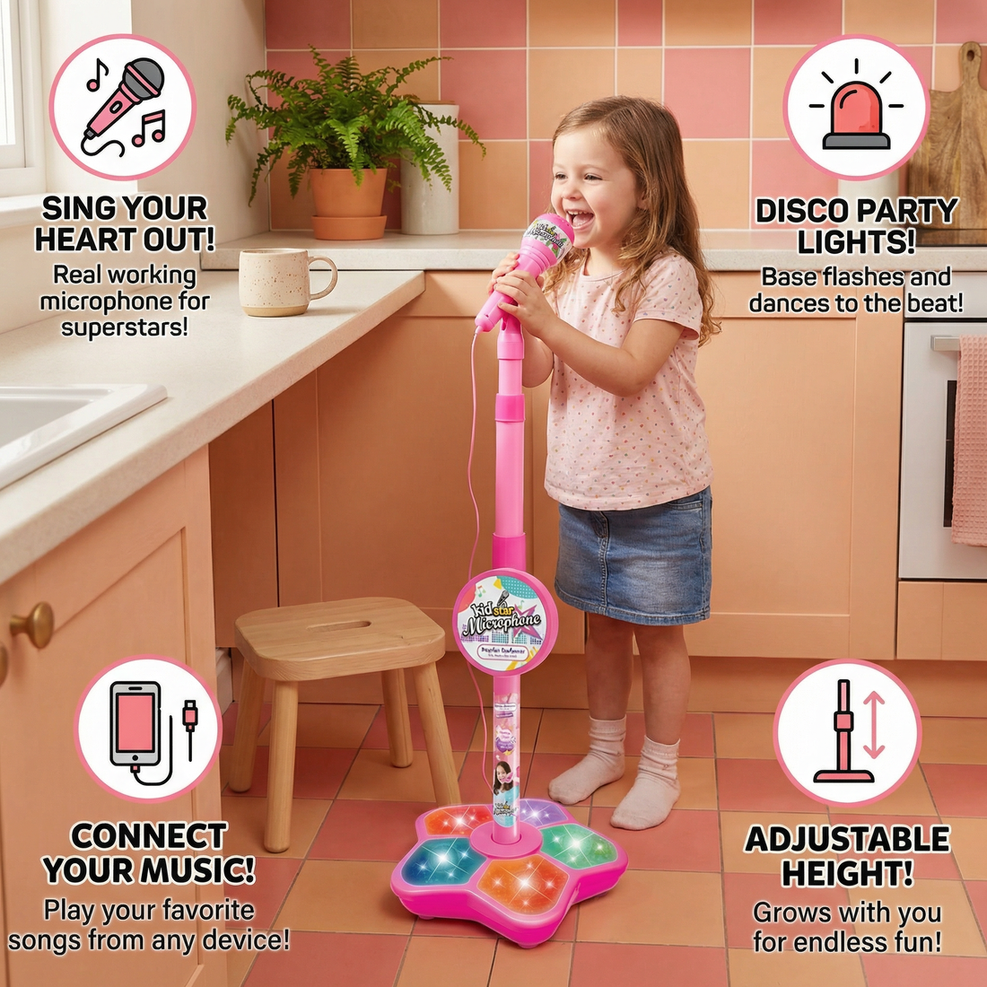 Kids Karaoke Machine with Microphone Stand – Singing Fun Set