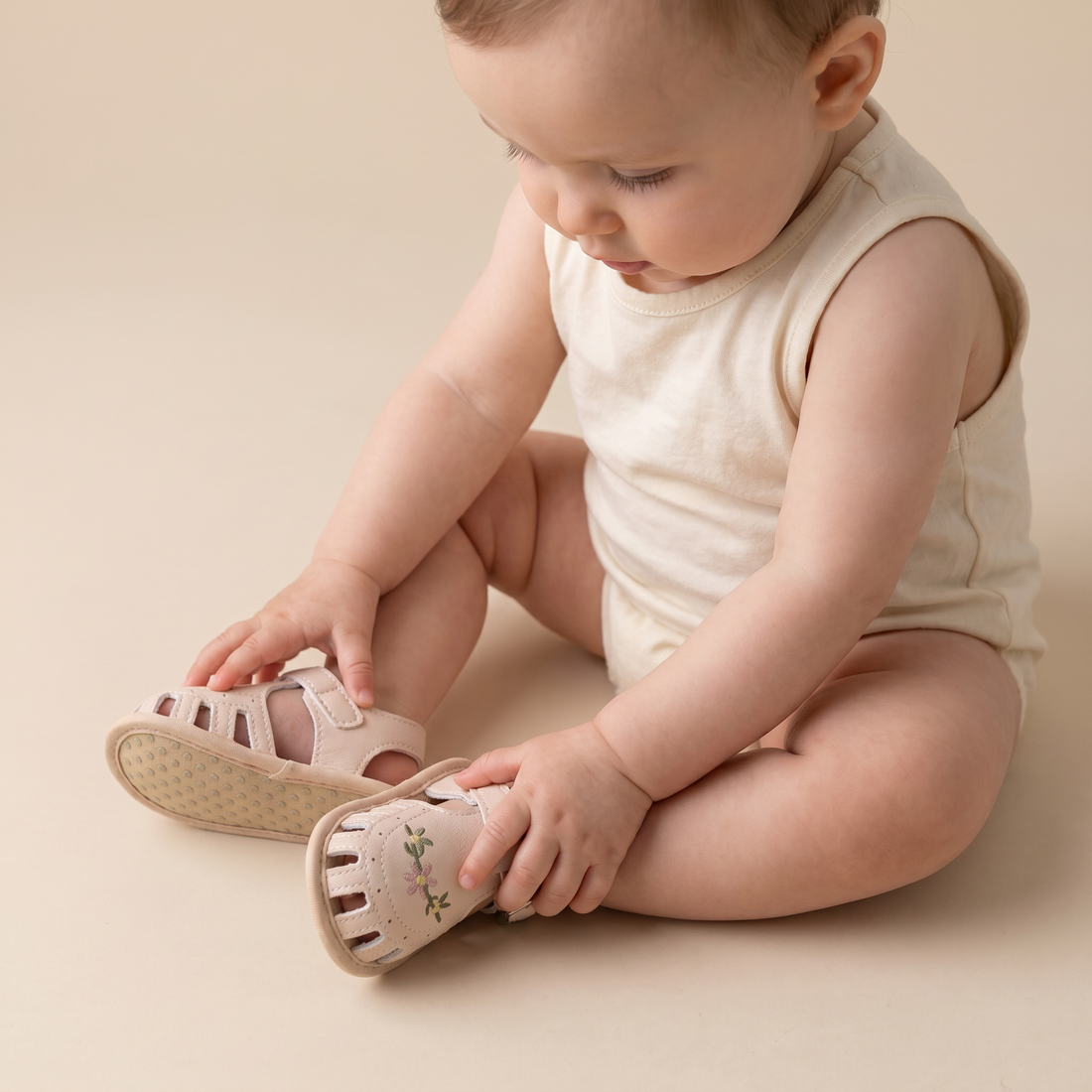 Embroidered Floral Closed-Toe Sandals