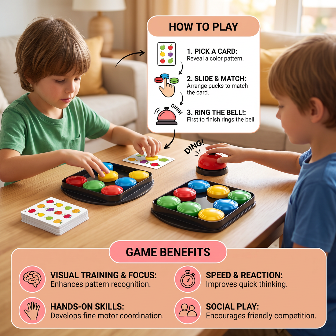 Educational Color Pattern Match Family Bell Game