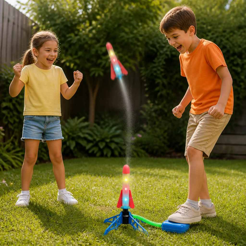Safe & Soft Kids Rocket Launcher- Lightning Air-Powered Indoor Fun
