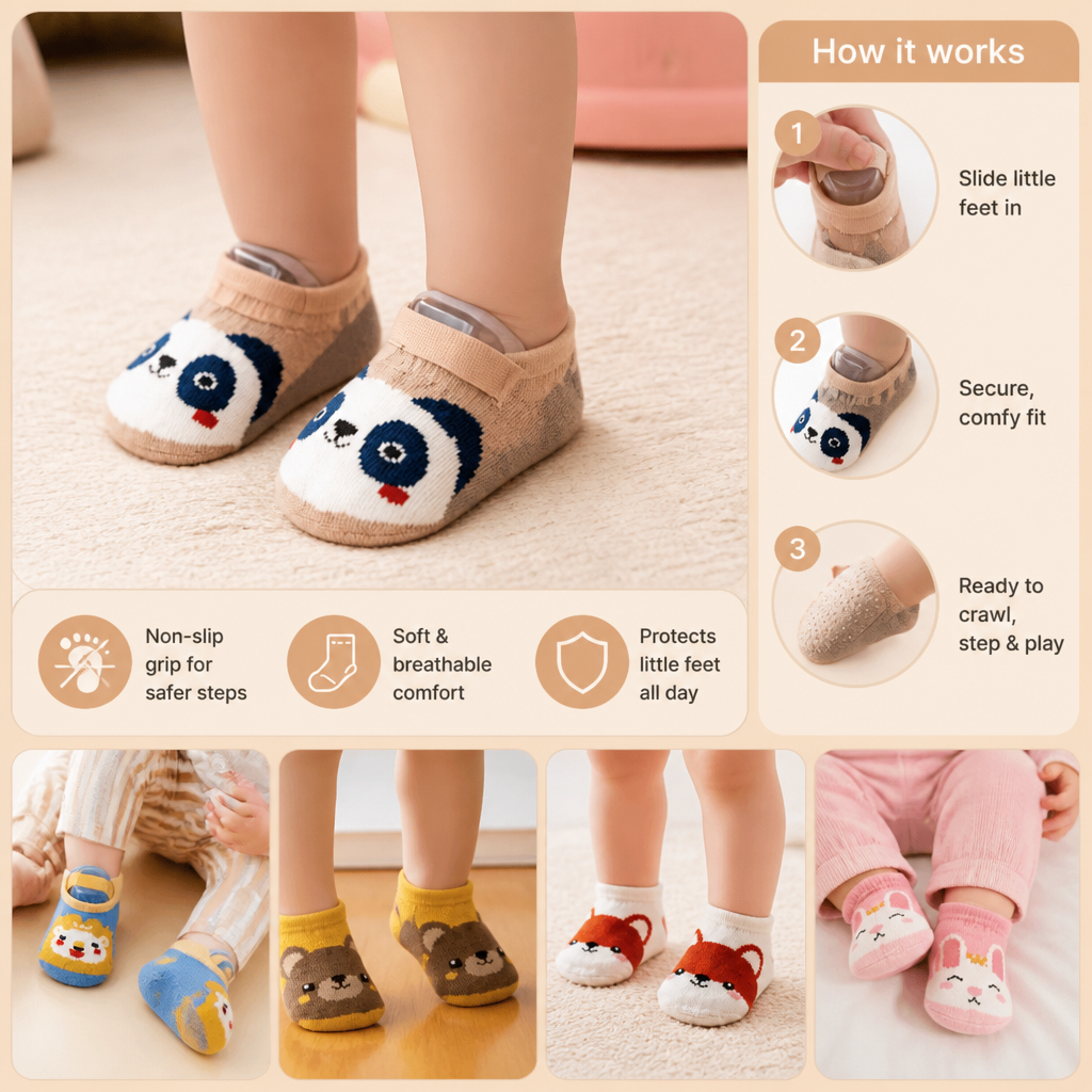 Non-Slip Cartoon Sock Shoes for Babies & Toddlers