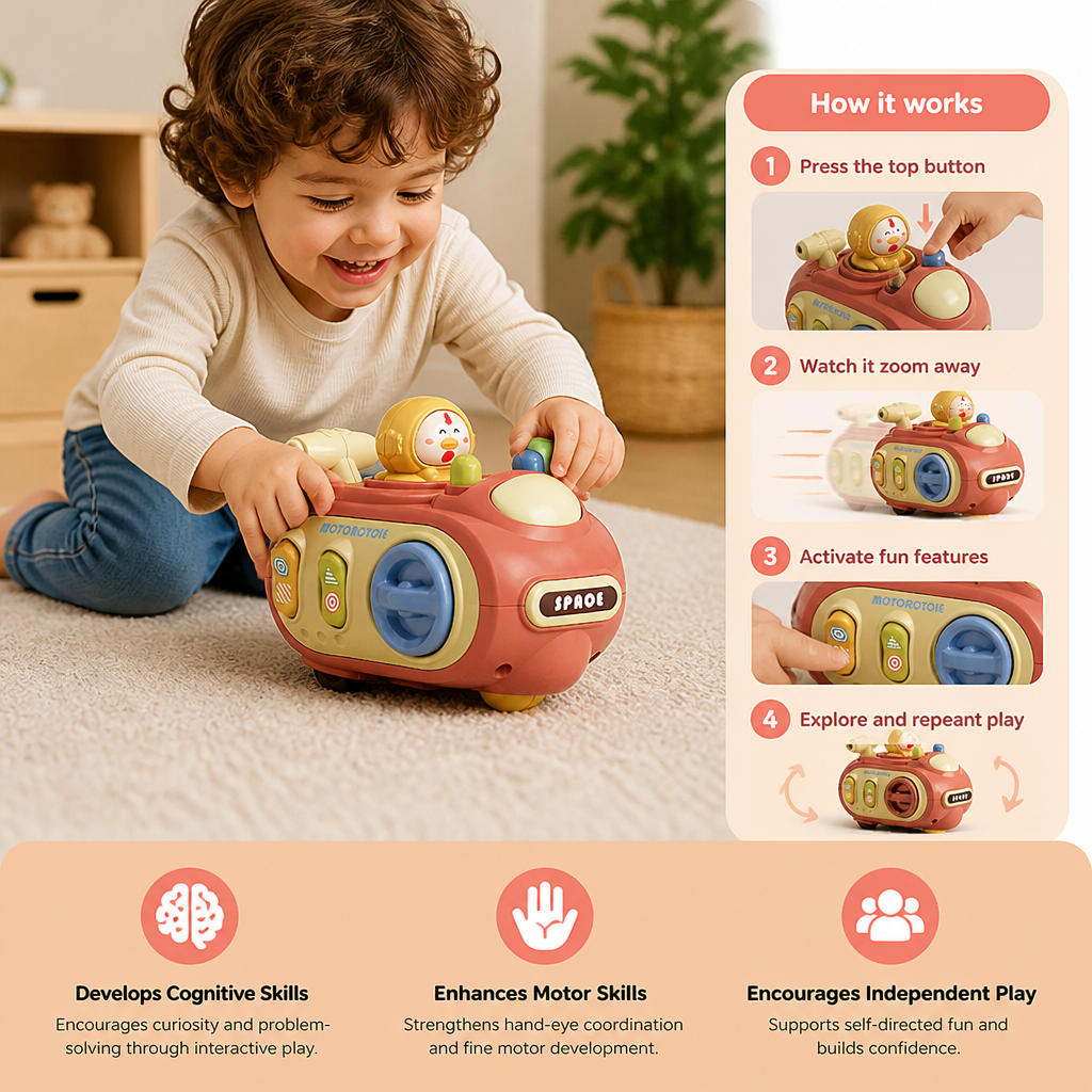 5-in-1 Press & Go Busy Car Toy for Fine Motor Skills Development