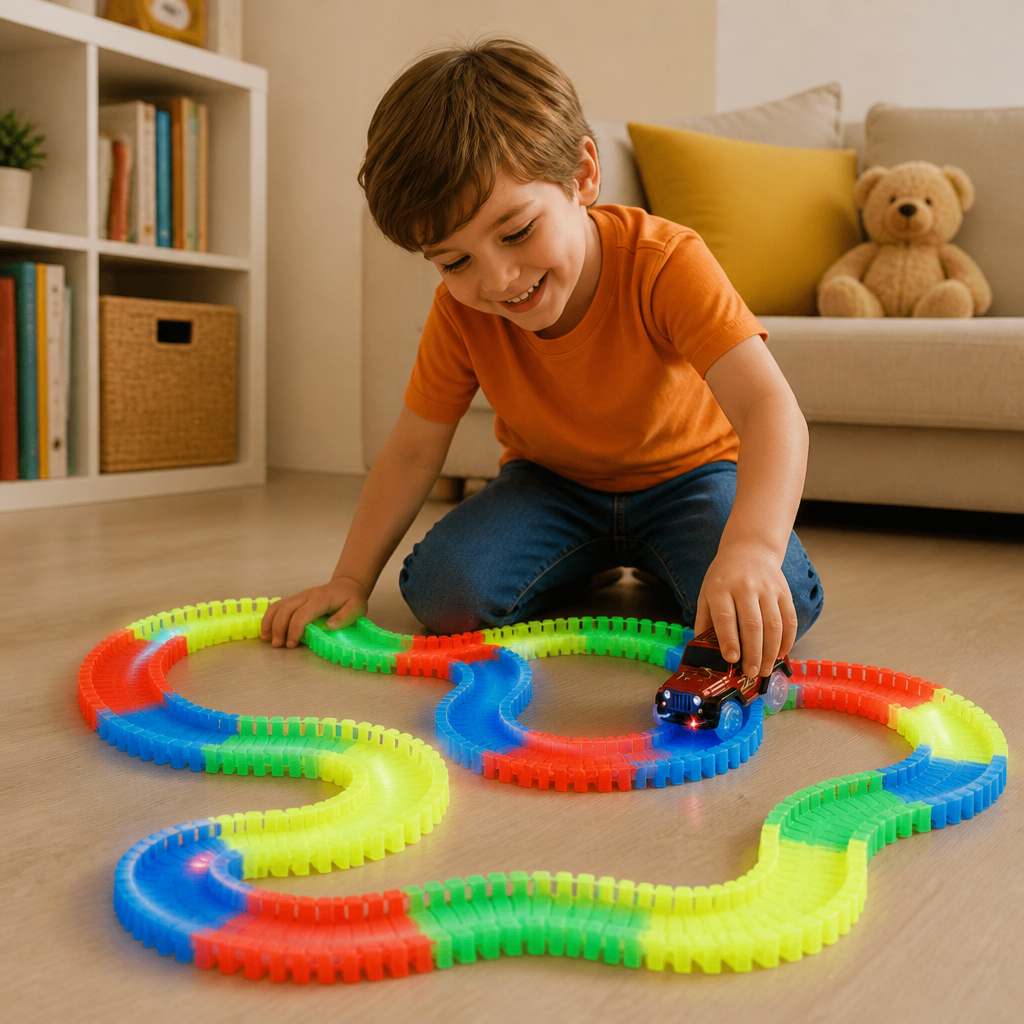 Glow-in-the-Dark Flexible Sand Race Track Set for Kids