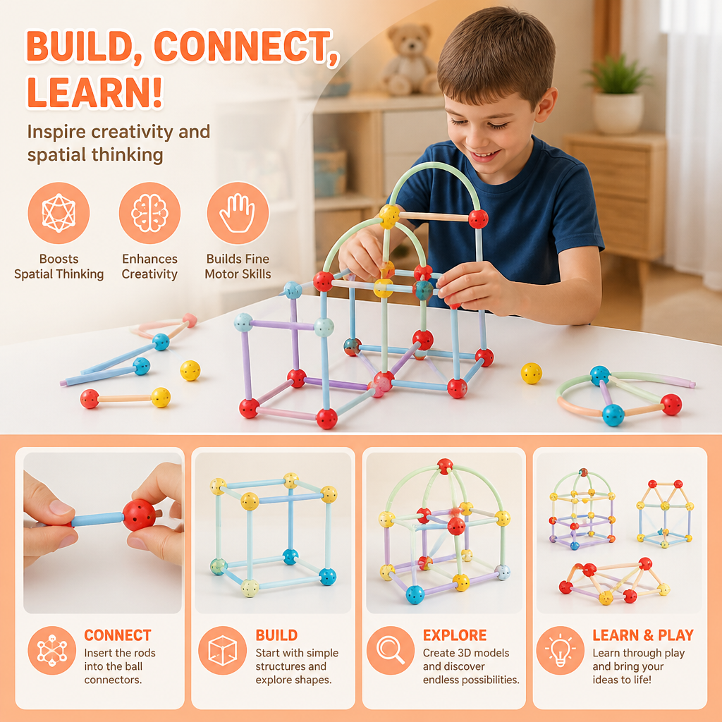 3D Geometry Building Kit – Educational Construction & Spatial Learning Toy