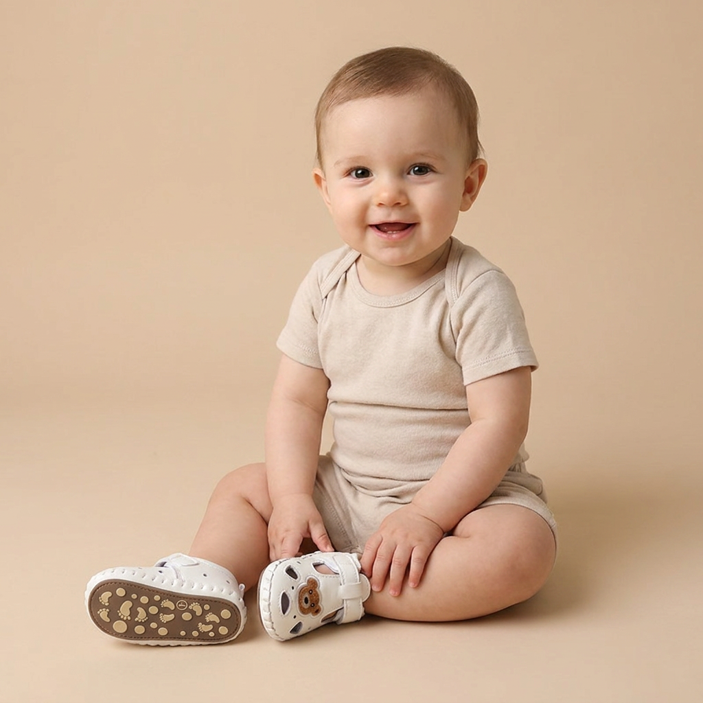 Teddy Bear Cutout Closed-Toe Sandals