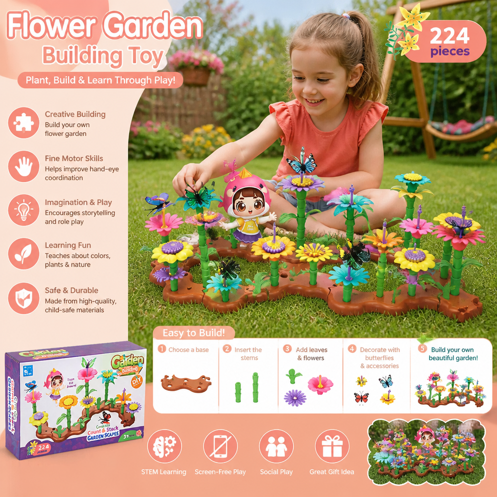 Flower Garden Building Toy for Kids – Creative Planting & Learning Playset for Little Gardeners