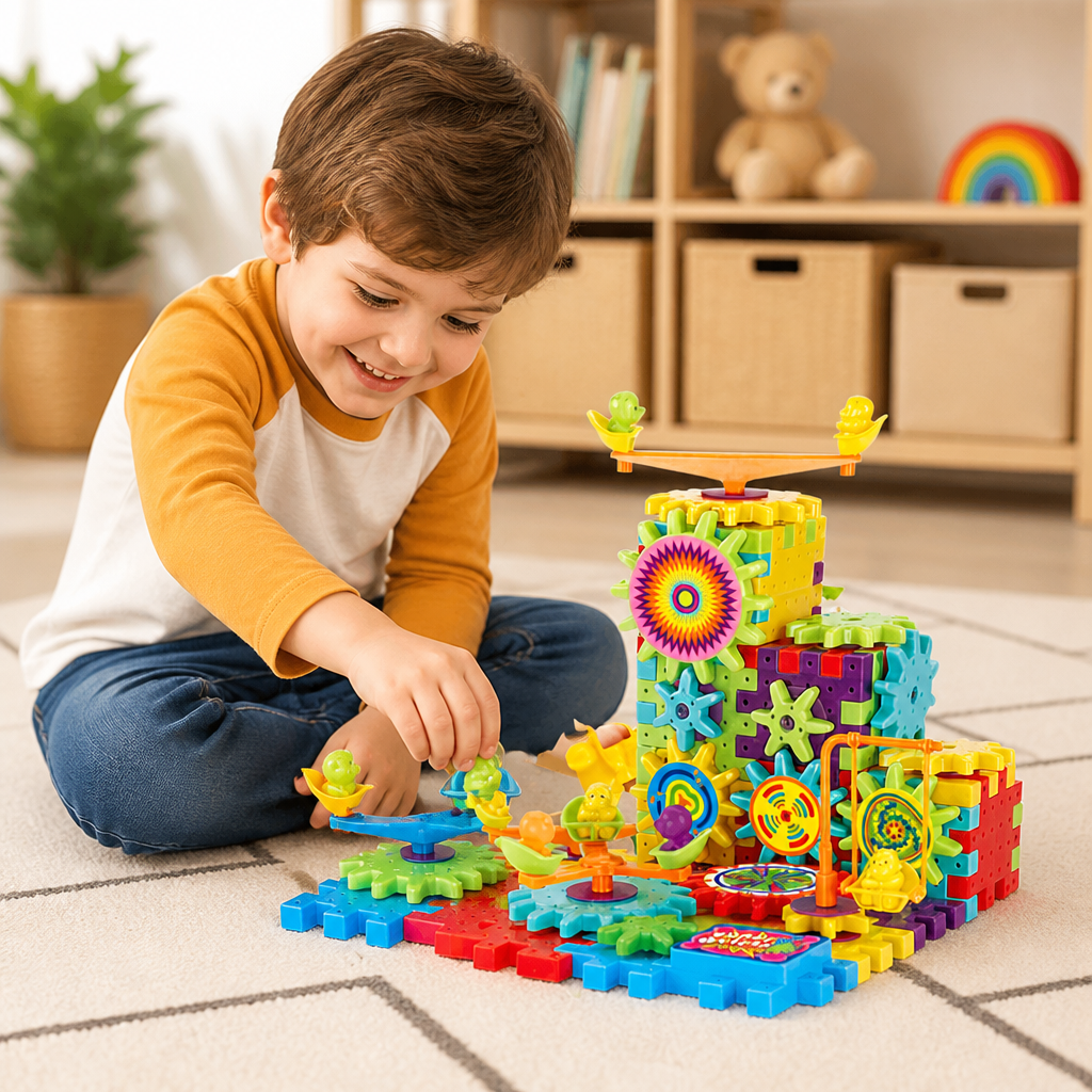 81-Piece STEM Gear Building Set – Interlocking Engineering Blocks for Kids