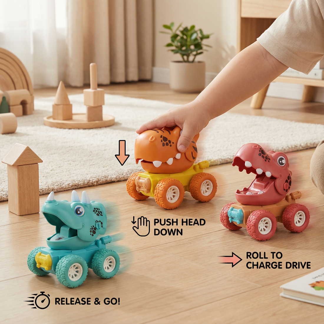 PUSH & DRIVE DINO MONSTERTRUCKS