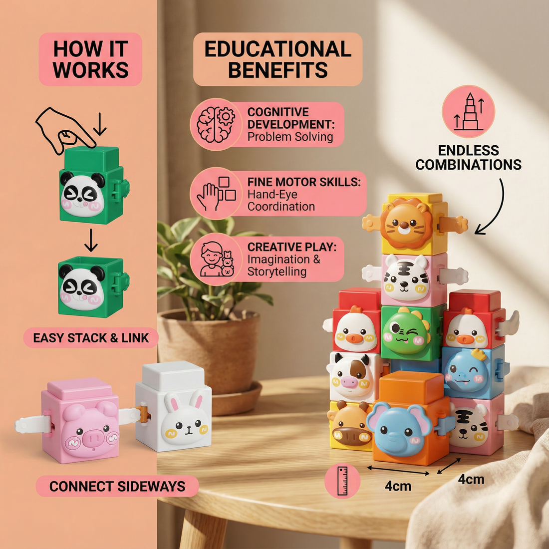 Educational Montessori Animal Stacking Building Toy Set