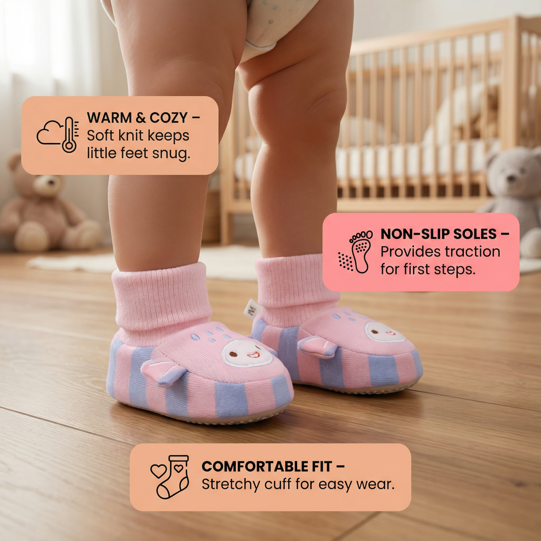Cosy Baby Sock Shoes – Warm, Non-Slip & Comfortable